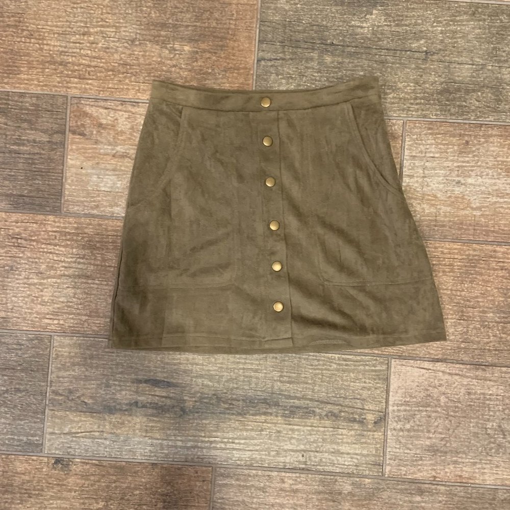 Olive Green Mini-Skirt, Size S